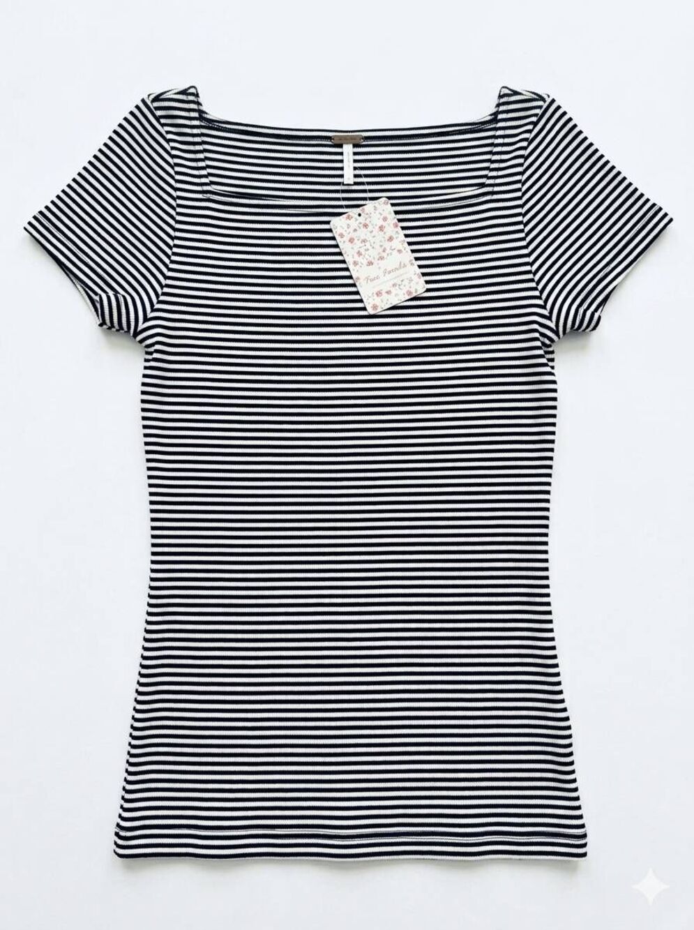 🔹️NWT Free People Navy & White Striped Short Sleeve Top Small